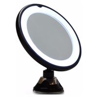 UNIQ Spegel med sugkopp, LED-Ljus & x10 förstoring, Svart