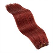 Weft hårförlängning 50 cm, röd