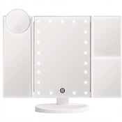 UNIQ Trifold Makeupspegel med LED-ljus, Vit