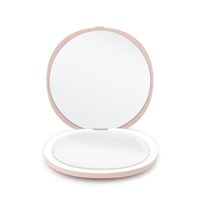 Kompakt Dubbelsidig Sminkspegel med LED (5x förstoring) - Rosa
