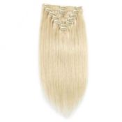 Clip-on Hairextensions Remy-hår, 65 cm, Platinblond 60#, 100 gram