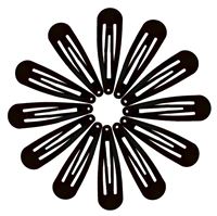 Klickhårspännen i svart, klassisk design - 12 stk