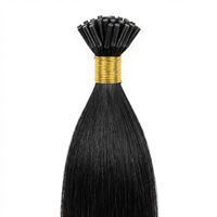 Cold Fusion Extensions Remy-hår I-tip 60 cm, Svart 1B#, 100-pack