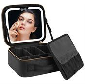 UNIQ Makeup resväska / Sminkväska med LED-ljus - Kosmetisk väska för all din makeup - Svart