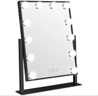 UNIQ New York Mega - Sminkspegel med 12 LED-lampor - Svart