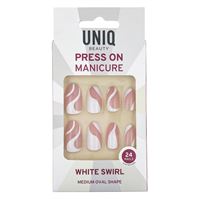 UNIQ Press On Naglar med Lim - White Swirl