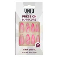 UNIQ Press On Naglar med Lim - Pink Swirl