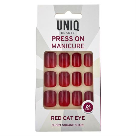 UNIQ Press On Naglar med Lim - Red Cat Eye