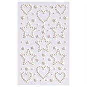 SOHO Hearts & Stars Självhäftande Ansiktspärlor för ansikte, makeup, naglar, kropp, hantverk - Vit