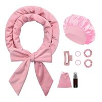 SOHO Heatless Curler Set med Hårband, Bonnet och Hårklämma - Pink
