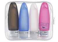 Silikon Reseflaskor - set med återanvändbara tuber (4 x 90 ml)