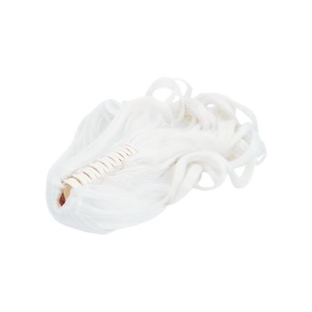Pony tail extensions syntet Krokodilklämma Curly - Total White