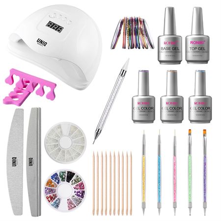 UNIQ Nail Starter Kit - Pro Gellackset med 80W nageltorkare med display, färger och tillbehör (CA-01 Limited Edition)