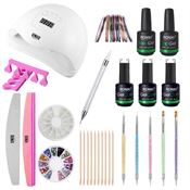 Nail Starter Kit - Pro Gellackset med 80W nageltorkare med display, färger och tillbehör (CA-01 Limited Edition)