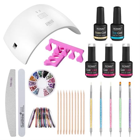 Nail Starter Kit - Premium Gellackset med 24W nageltorkare, färger och tillbehör (CL-01 Limited Edition)