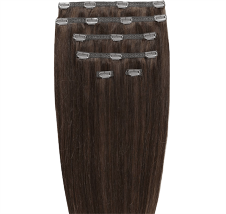 Clip on hair extensions #4 Brun - 7 delar - 50 cm | Gold24