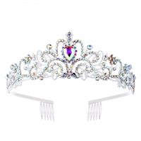 Prinsessdiadem / Tiara - Silver / Regnbåge med strasssten