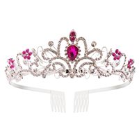 Prinsessdiadem / Tiara - Silver / Pink med strasssten