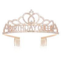 Prinsessdiadem / Tiara - Birthday Queen - Guld med strasssten