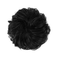 Messy Bun Hårsnodd med lockigt konstgjordt hår - #2 Natural Black
