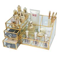 UNIQ Makeup Organizer med två lådor - Guld