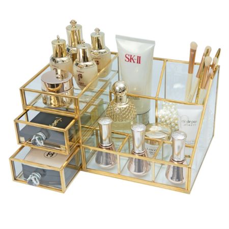 UNIQ Makeup Organizer med två lådor - Guld