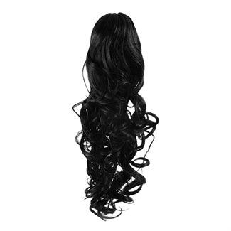 Pony tail extensions syntet Curly Svart 1# 