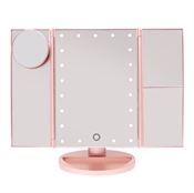 UNIQ Hollywood Makeup Spegel Trifold spegel med LED ljus, RoseGold