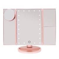 UNIQ Hollywood Makeup Spegel Trifold spegel med LED ljus, RoseGold