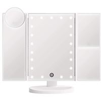 UNIQ Hollywood Makeup Spegel Trifold spegel med LED ljus, Vit