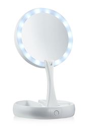 Vikbar Sminkspegel med LED och 10x Förstoring