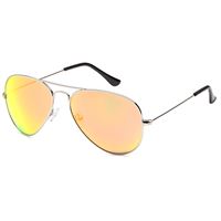 Lux® Aviator Pilot Solglasögon - Gult Spegelglas med silverbågar