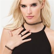 Choker halsband, armband och fingerring - Klassisk Vintage stil