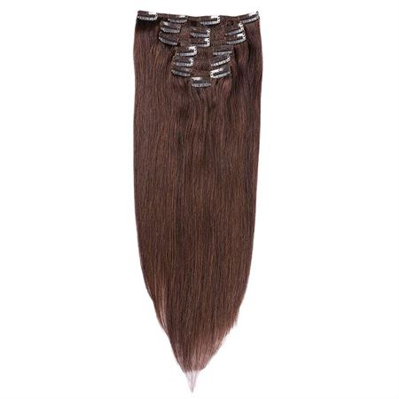 Clip-on Hair Extensions 50 cm #2 Mörkbrun