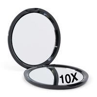 Kompakt dubbelsidig spegel med 10x förstoring - Svart