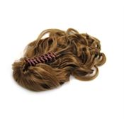 Pony tail extensions syntet Krokodilklämma  Curly Ljus brun 6# Claw