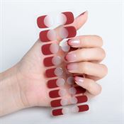Semi Cured Gel Nail Stickers / Självhäftande nagellack - Red French Ombre (JK-333)