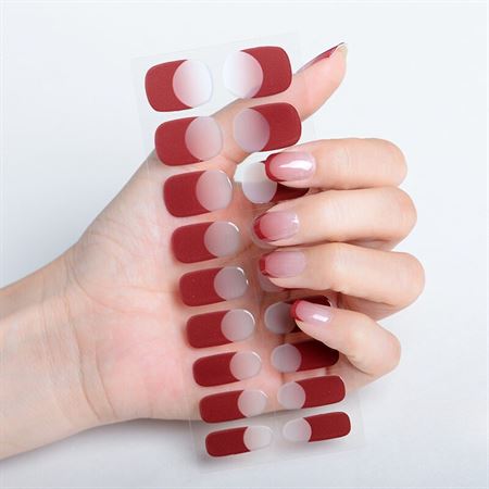 Semi Cured Gel Nail Stickers / Självhäftande nagellack - Red French Ombre (JK-333)