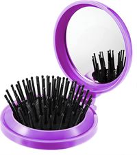 Kompakt spegel med hårborste - Lila