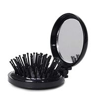 Kompakt spegel med hårborste - Svart