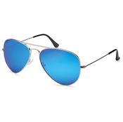 Lux® Aviator Pilot Solglasögon - blått glas med silverbågar