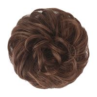 Messy Bun Hårsnodd med lockigt konstgjordt hår - 4/30# Chocolate Brown