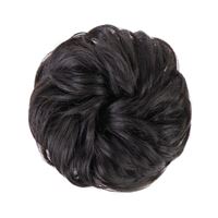 Messy Bun Hair elastiskt med lockigt konstgjort hår - # 2 Black