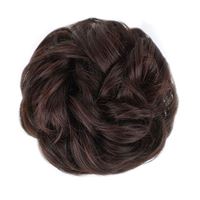Messy Bun Hårsnodd med lockigt konstgjordt hår - #33 Mörkbrun med röd nyans