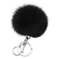 Päls Nyckelring/ Pom Pom Fake Fur Keyring - Svart