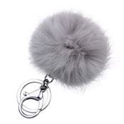 Päls Nyckelring/ Pom Pom Fake Fur Keyring - Grå