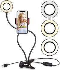 Selfie Ring Light med LED-lampor justerbar hållare för Live Stream/Makeup