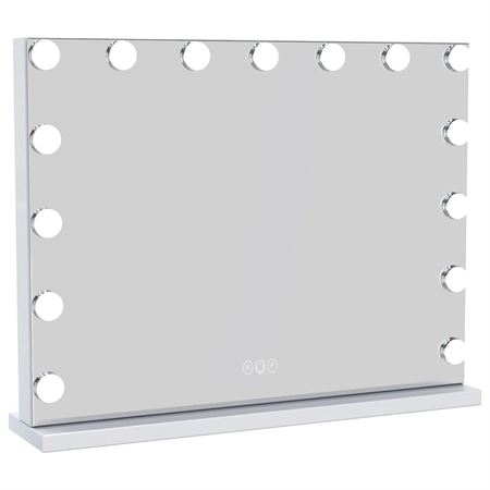 UNIQ XL Hollywood Vanity Sminkspegel med 15 LED-lampor och touchfunktion - Vit