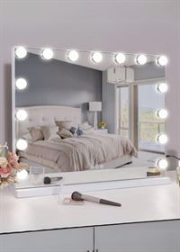 UNIQ XL Lyxigt Hollywood Sminkspegel med ljus - 15 LED-lampor och touchfunktion - Vit