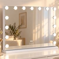 UNIQ XL Lyxigt Hollywood Sminkspegel med ljus - 15 LED-lampor och touchfunktion - Vit